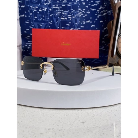 Cartier Gold-Tone Rimless Sunglasses with Twisted Temples
